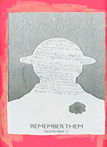 text on the outline of a soldier