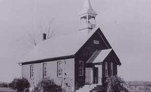 Black and white photo of Knock Schoolhouse in Innisfil